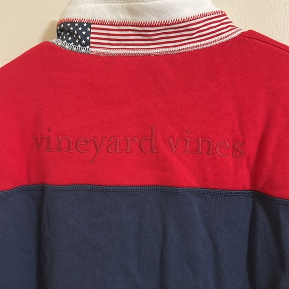 NWT Vineyard Vines Men's USA America Colorblock Mockneck Pullover 2XL - Picture 5 of 6